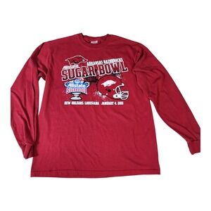 Gildan Arkansas Razorbacks 2011 Sugar Bowl Long Sleeve Shirt Mens Medium Red